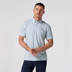 Mizzen+Main Versa Polo Dallas Mosaic White Blue Medium Trim